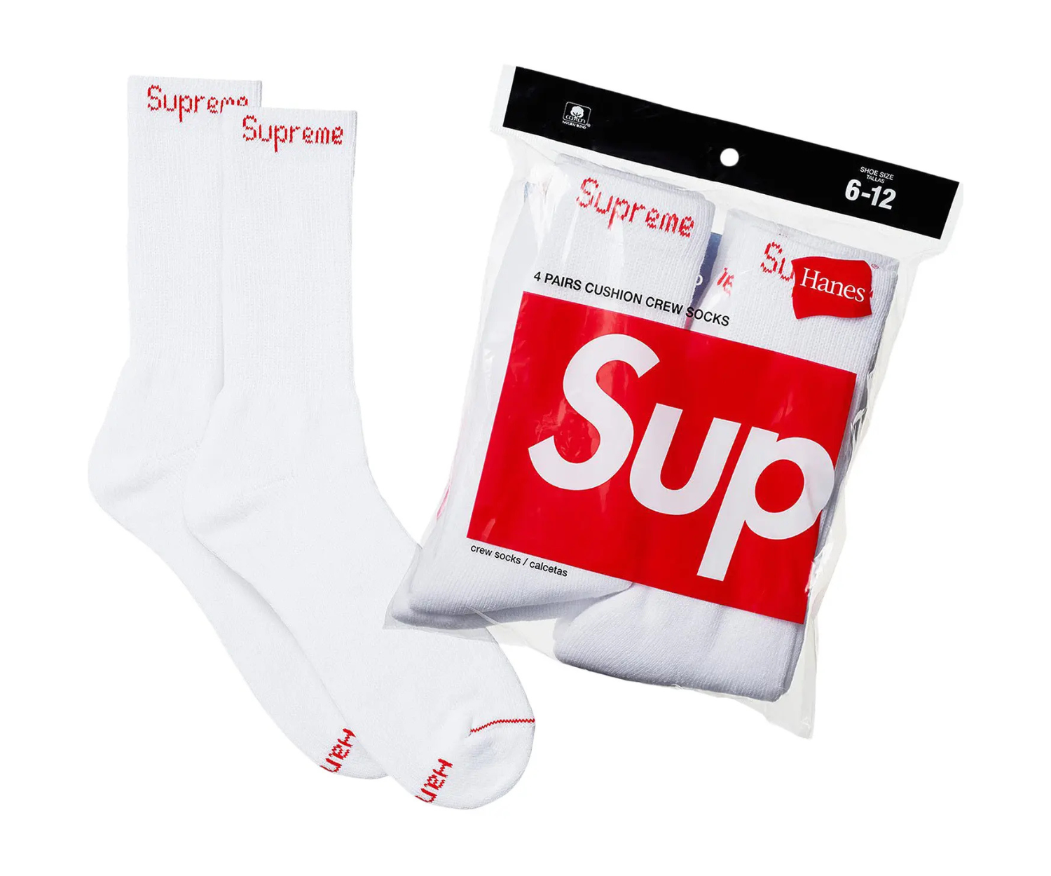 Pack Hanes X Supreme Socks Supreme X Hanes Crew Socks (4 Pack) Pink