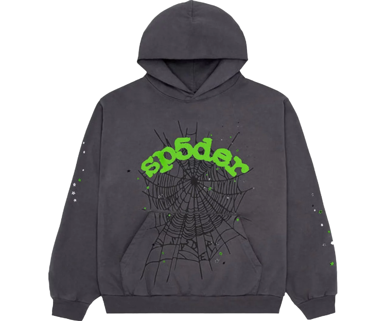 Sp5der Wait Web Hoodie - Slate Grey