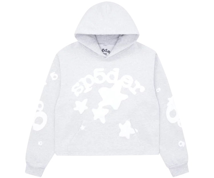 Sp5der Cropped Beluga Hoodie 'Heather Grey'