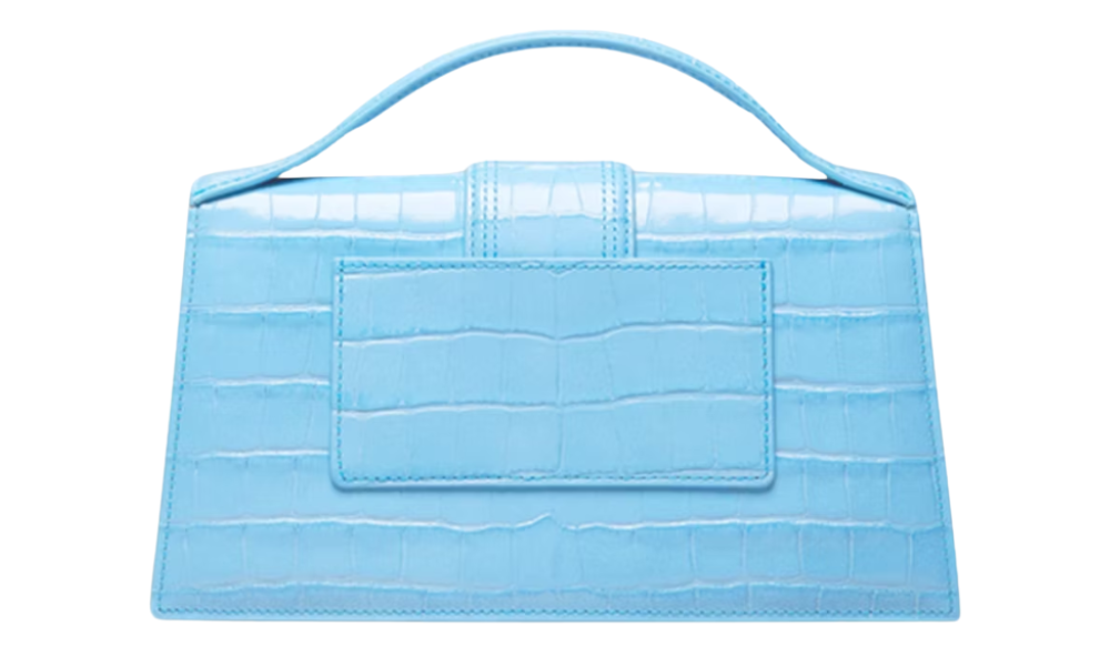 Jacquemus Le Grand Bambino Crossbody Flap Bag Croco Embossed Gradient Blue