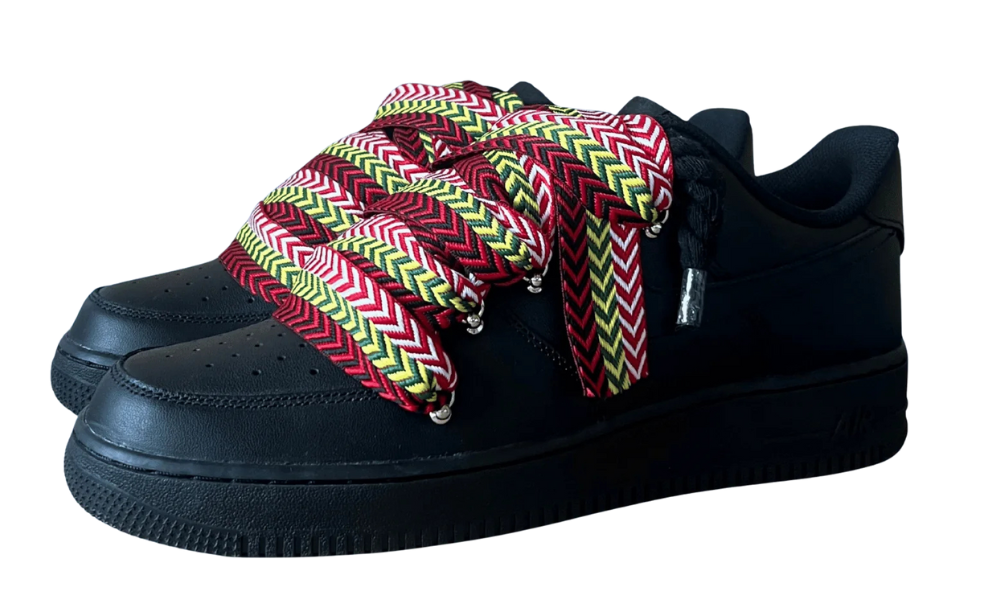 Nike Air Force 1 Black Lanvin Rope Lace Red Yellow