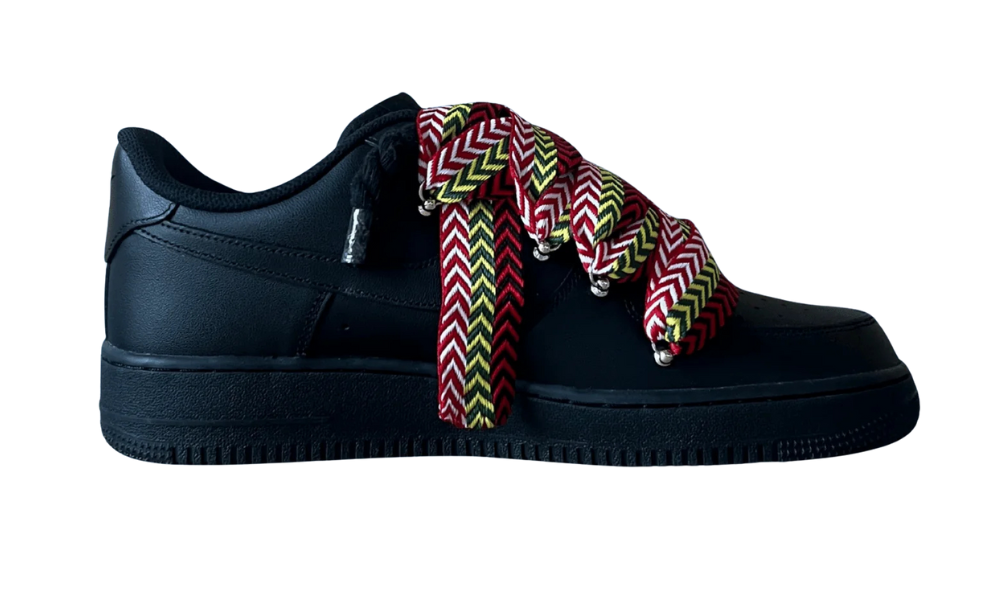 Nike Air Force 1 Black Lanvin Rope Lace Red Yellow