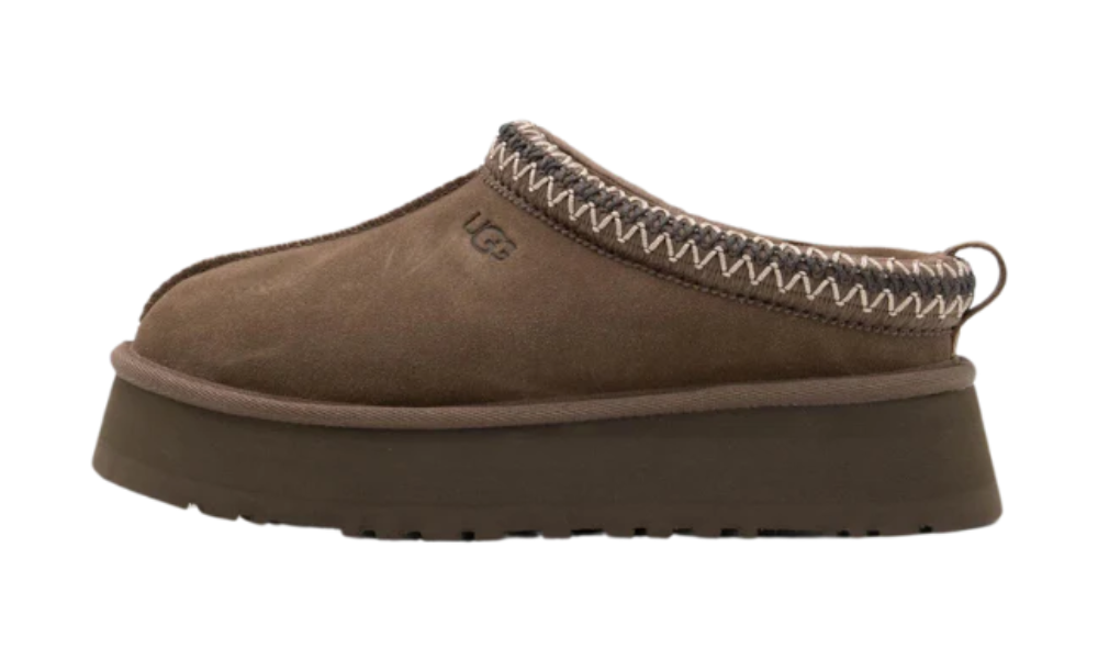 UGG Tazz Slipper Hickory női papucs gesztenye színű velúr felsőrésszel és platformtalppal.