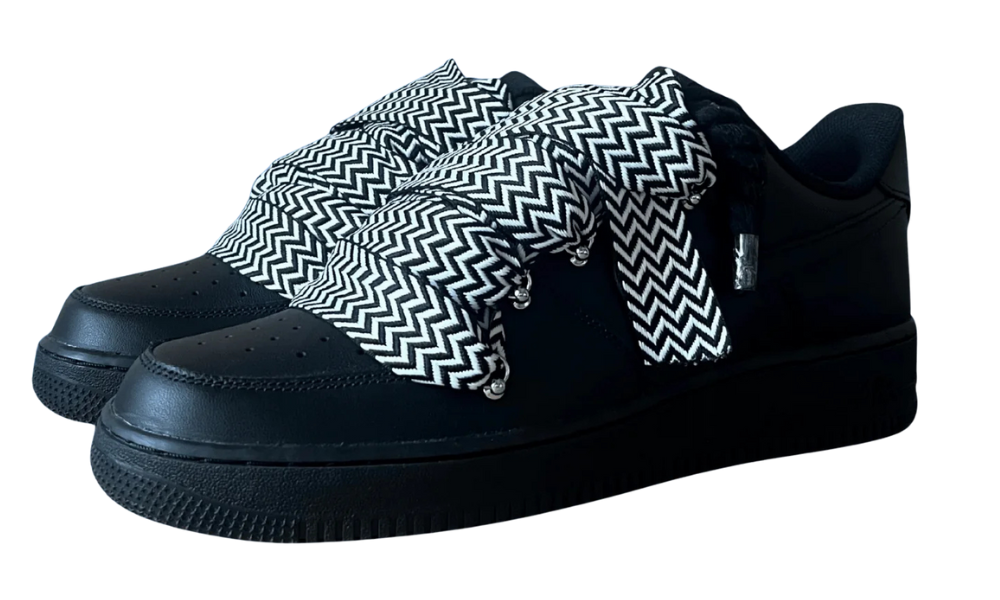 Nike Air Force 1 Black Lanvin Rope Lace Black White