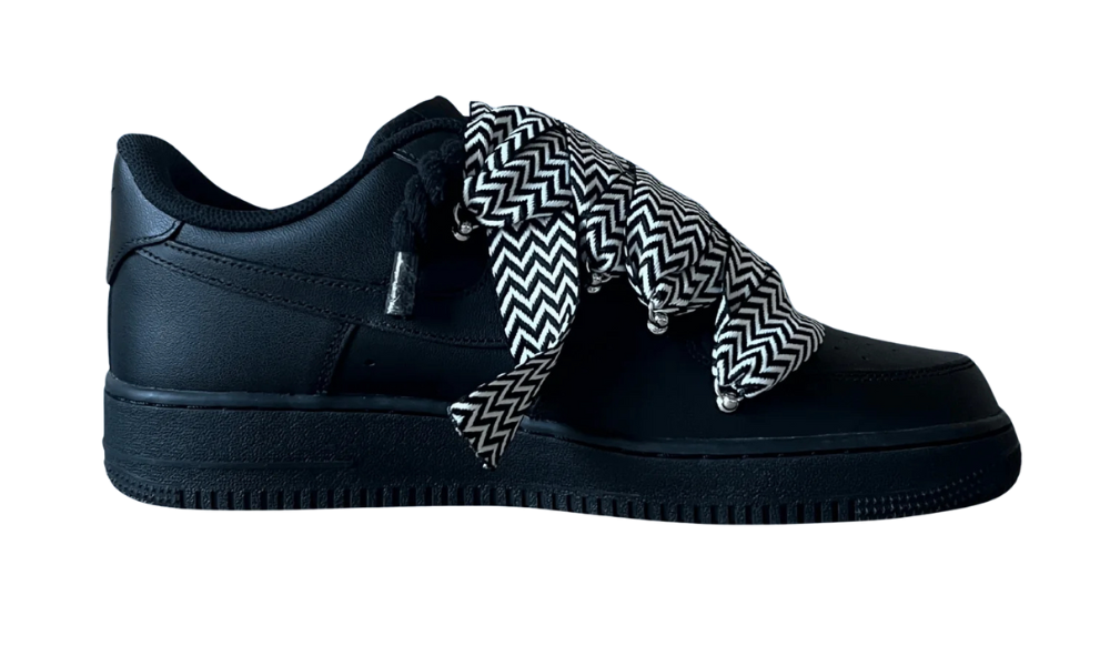 Nike Air Force 1 Black Lanvin Rope Lace Black White