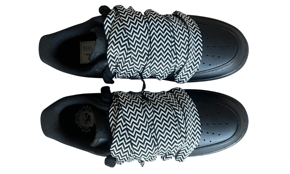 Nike Air Force 1 Black Lanvin Rope Lace Black White