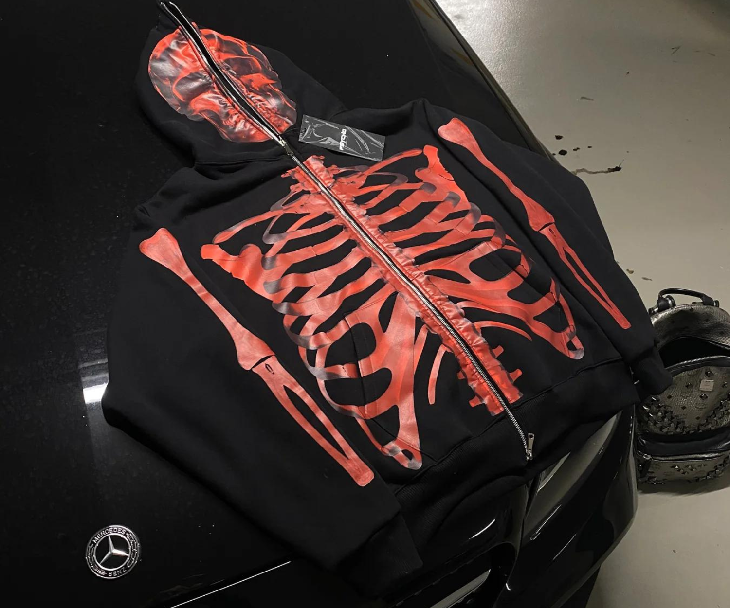 Psycho Budapest Fullzip Skeleton Hoodie 'Red'