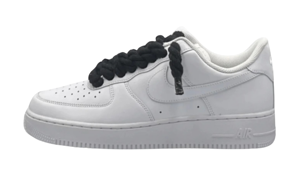 NIKE AIR FORCE LOW 07 WHITE BLACK ROPE LACES - Main Image