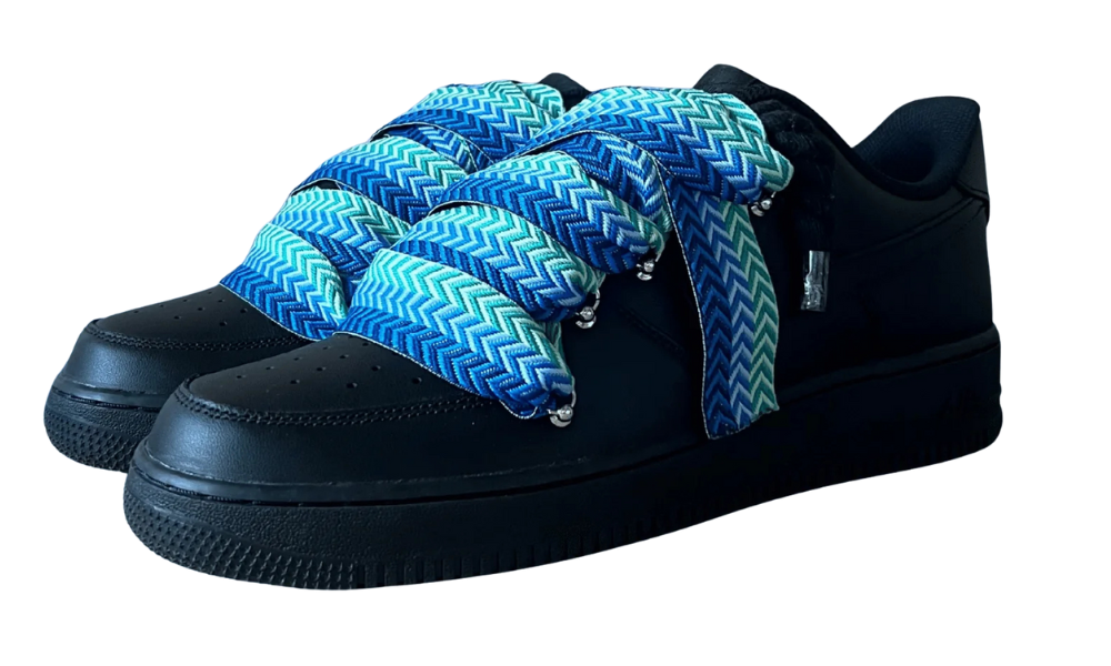 Nike Air Force 1 Black Lanvin Rope Lace Blue Black