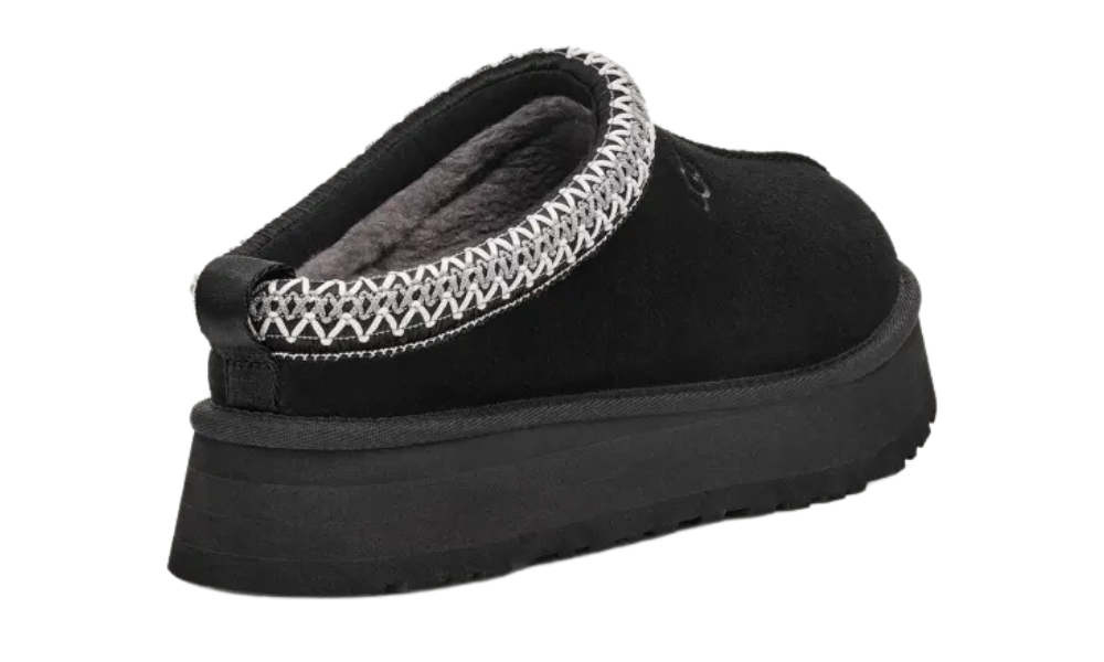 UGG Tazz Slipper Black női papucs platformtalppal és gyapjú béléssel.