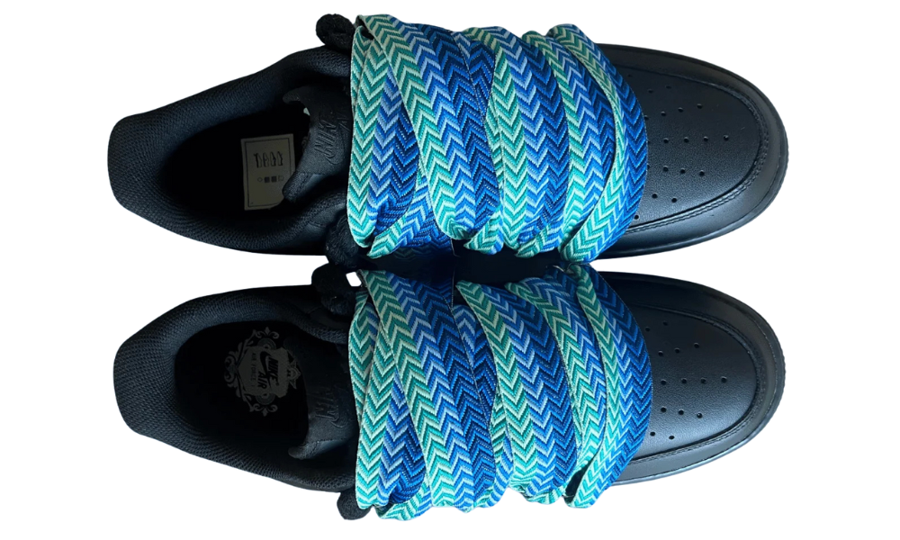Nike Air Force 1 Black Lanvin Rope Lace Blue Black