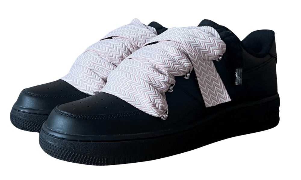Nike Air Force 1 Black Lanvin Rope Lace Pink