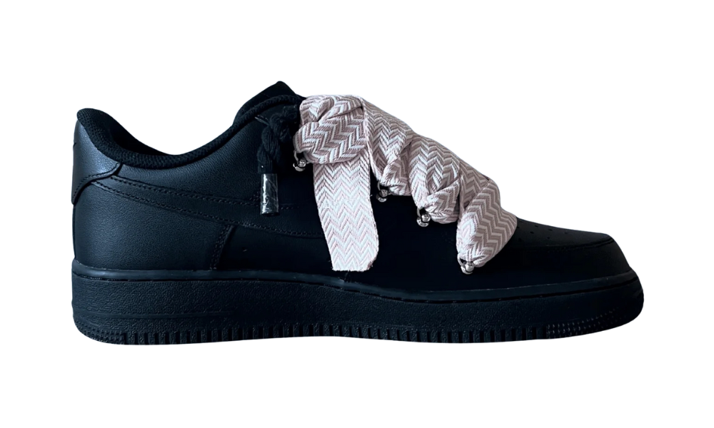 Nike Air Force 1 Black Lanvin Rope Lace Pink
