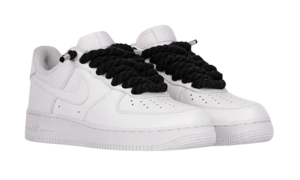 NIKE AIR FORCE 1 LOW 07 WHITE BLACK ROPE LACES