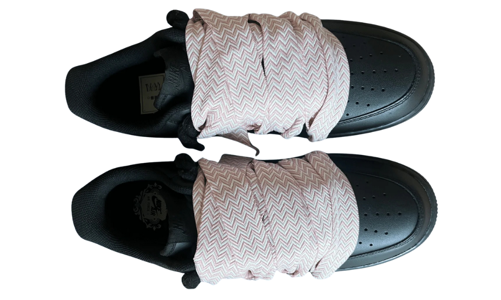 Nike Air Force 1 Black Lanvin Rope Lace Pink