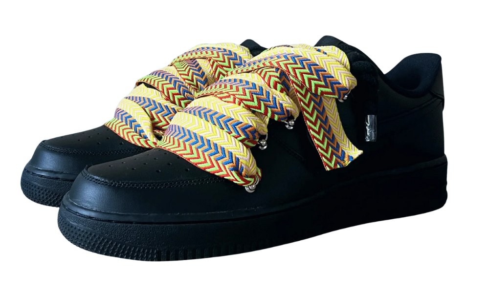Nike Air Force 1 Black Lanvin Rope Lace Yellow Blue