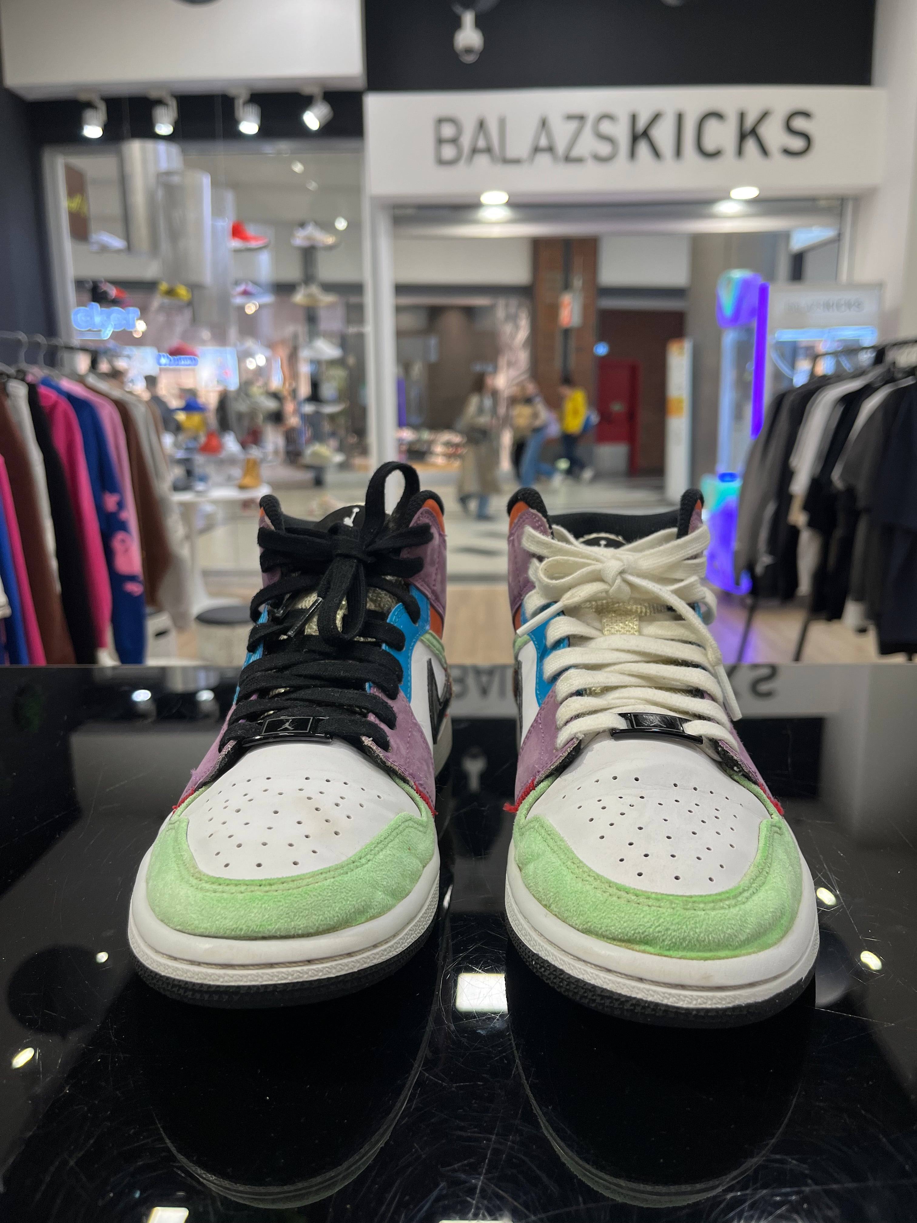 HASZNÁLT - Jordan 1 Mid Multi Green Yellow Purple Blue (38.5)