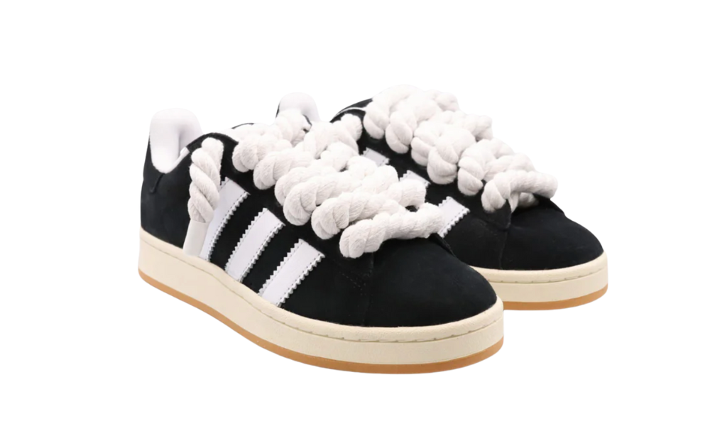Adidas Campus 00s Core Black Chunky Rope Laces White