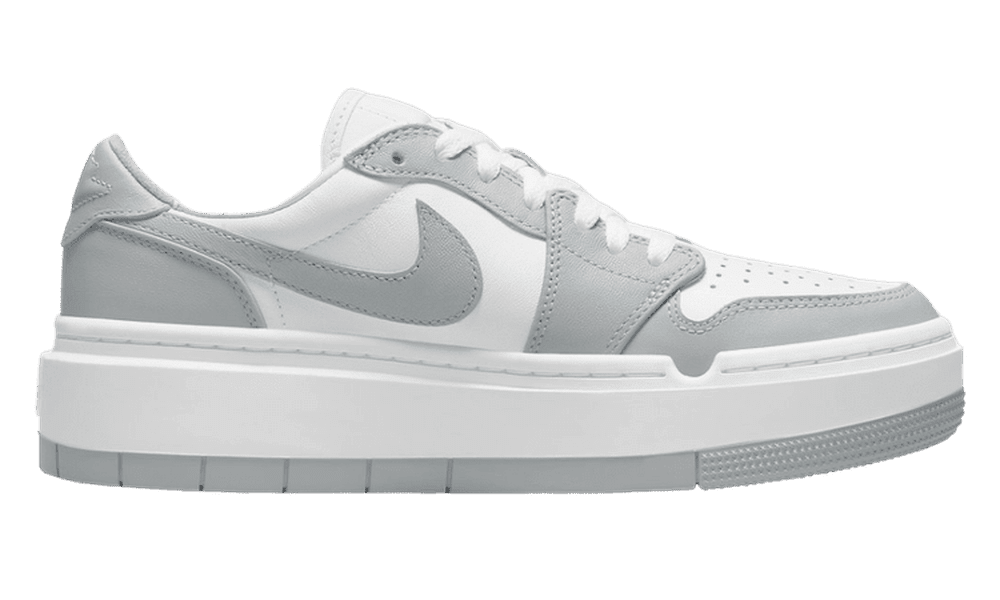 Air Jordan 1 Low Elevated Wolf Grey sneaker with white and grey accents.