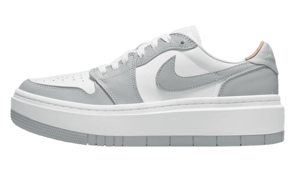 Air Jordan 1 Low Elevated Wolf Grey sneaker with white and grey accents.