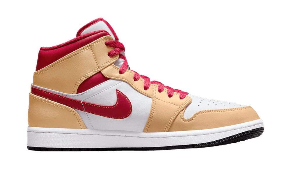 Air Jordan 1 Mid Beige White Red Curry