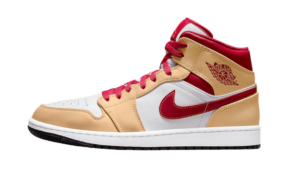 Air Jordan 1 Mid Beige White Red Curry