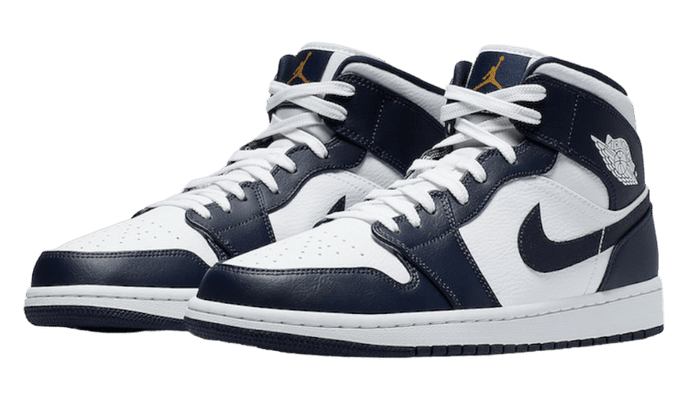 Air Jordan 1 Mid White Metallic Gold Obsidian