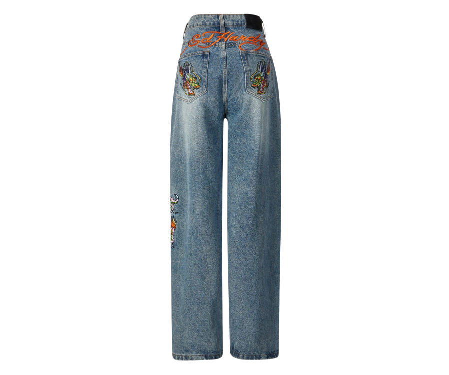 Ed Hardy Crawling Dragon Relaxed Jeans (Women's)