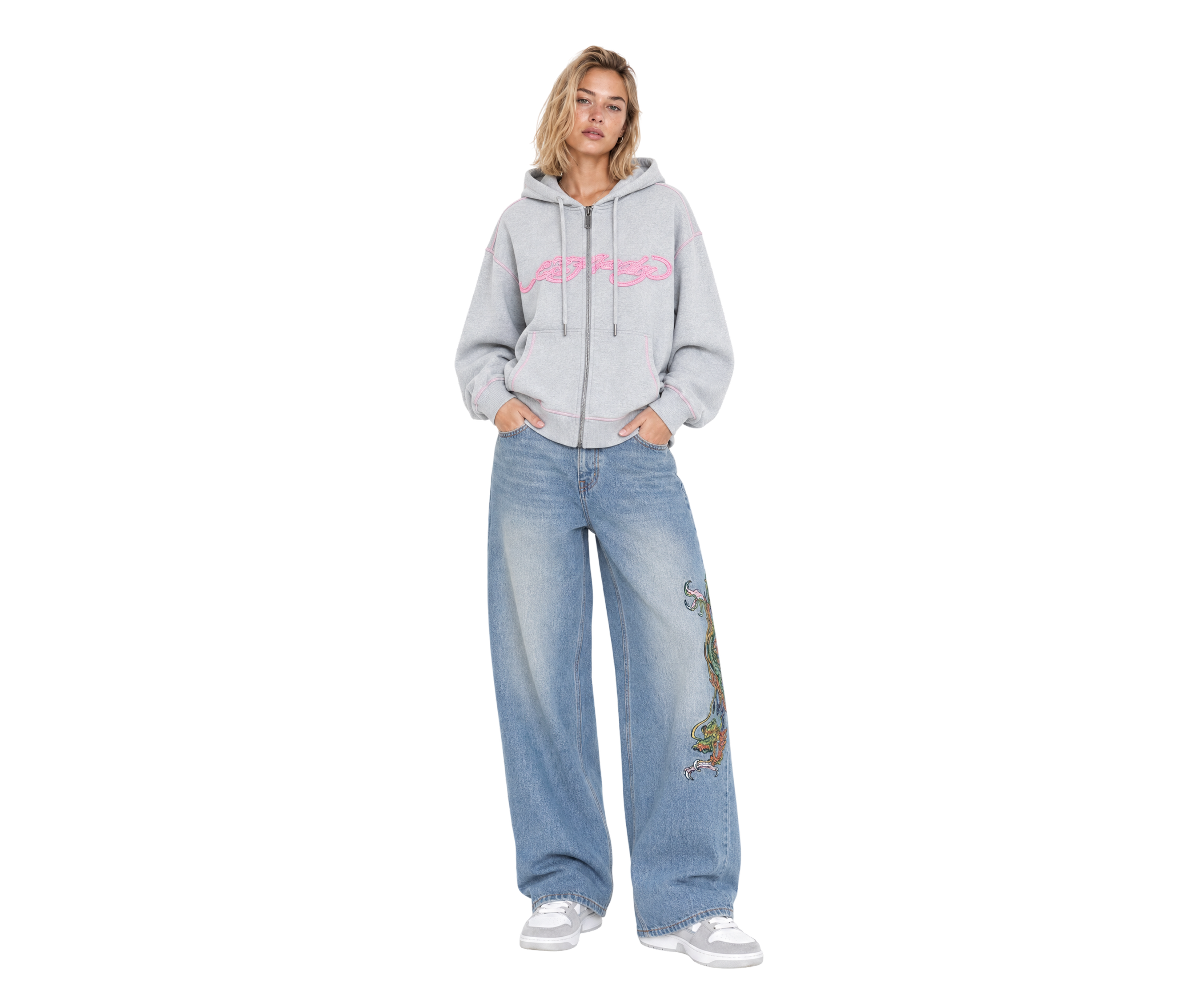 Ed Hardy Crawling Dragon Relaxed Jeans