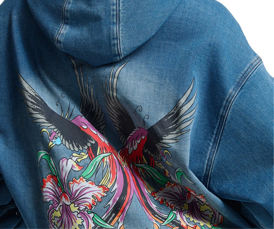 Ed Hardy Rise Of The Phoneix Denim Hoodie