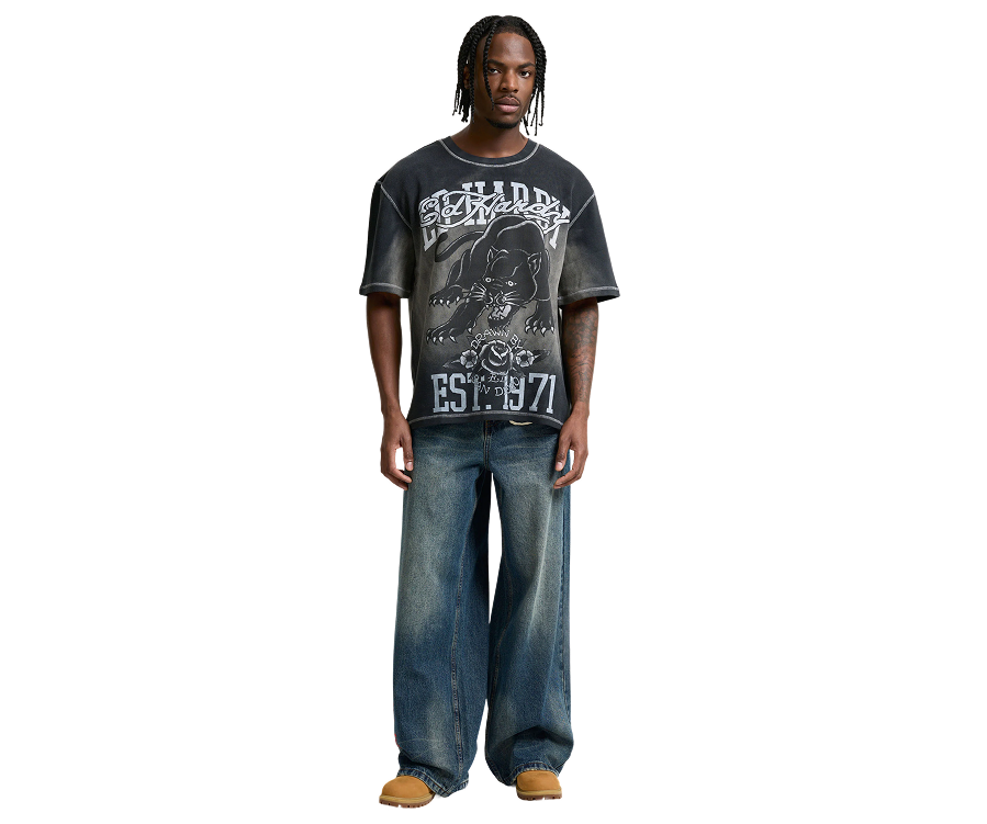 Ed Hardy Washed Panter Relaxed Tee Black