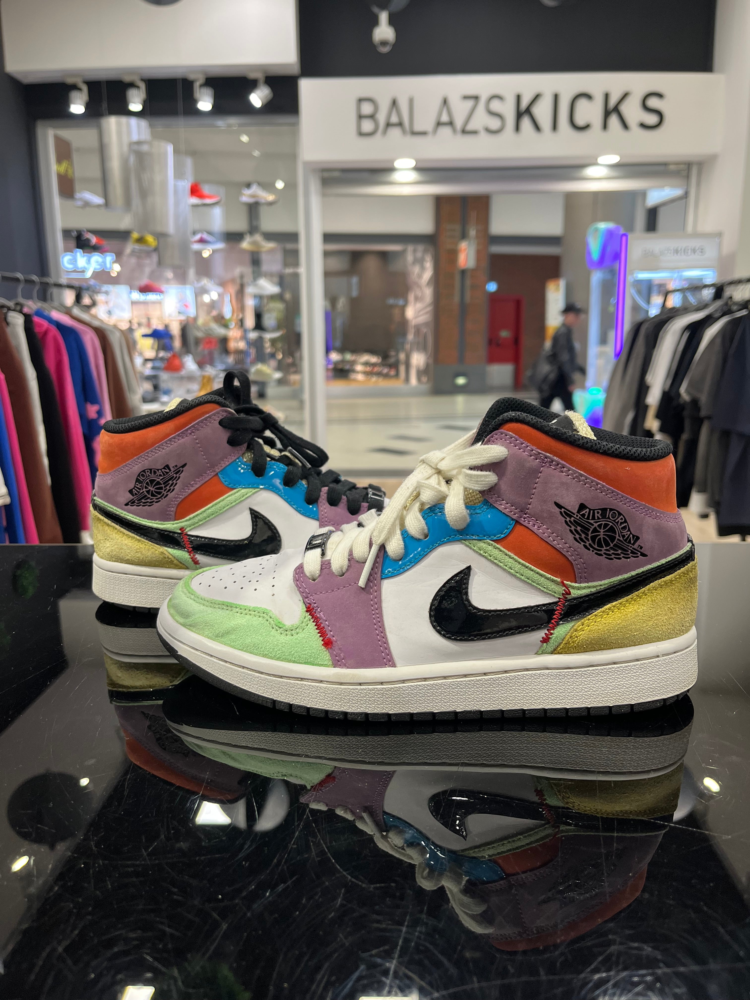 HASZNÁLT - Jordan 1 Mid Multi Green Yellow Purple Blue (38.5)