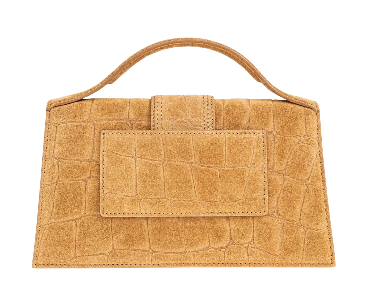 Jacquemus Le Grand Bambino Crossbody Flap Bag Croco Dark Brown