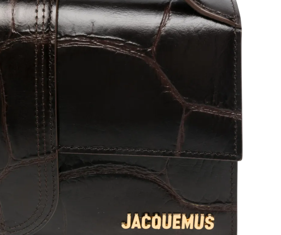 Jacquemus The Bambino Mini Flip Bag Black Crocodile Leather