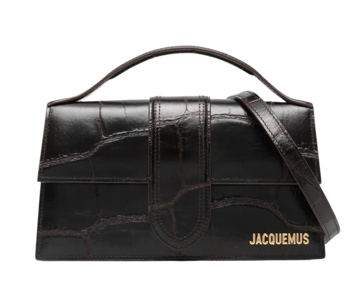 Jacquemus The Bambino Mini Flip Bag Black Crocodile Leather