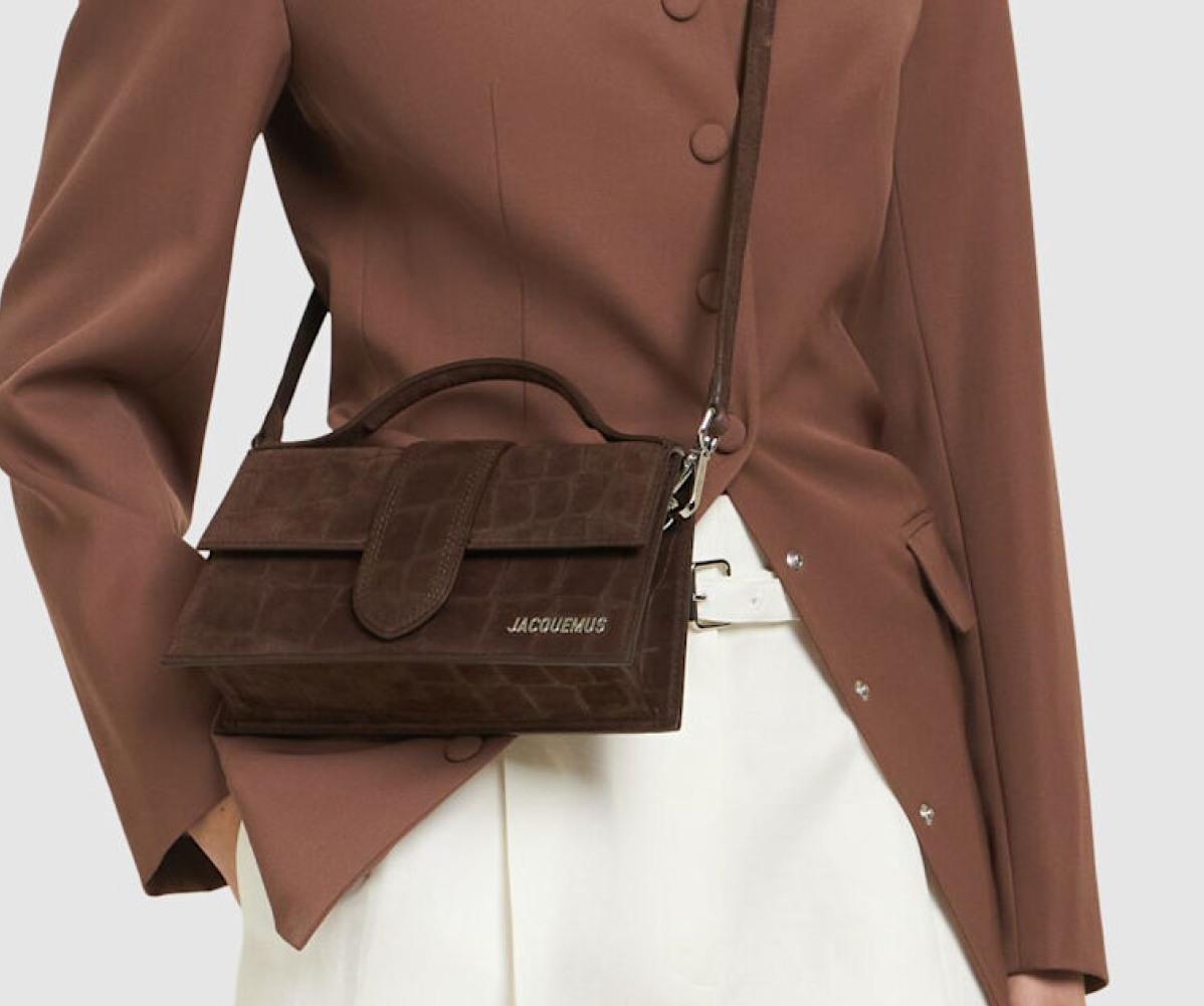Jacquemus The Bambino Mini Flip Bag Suede Brown