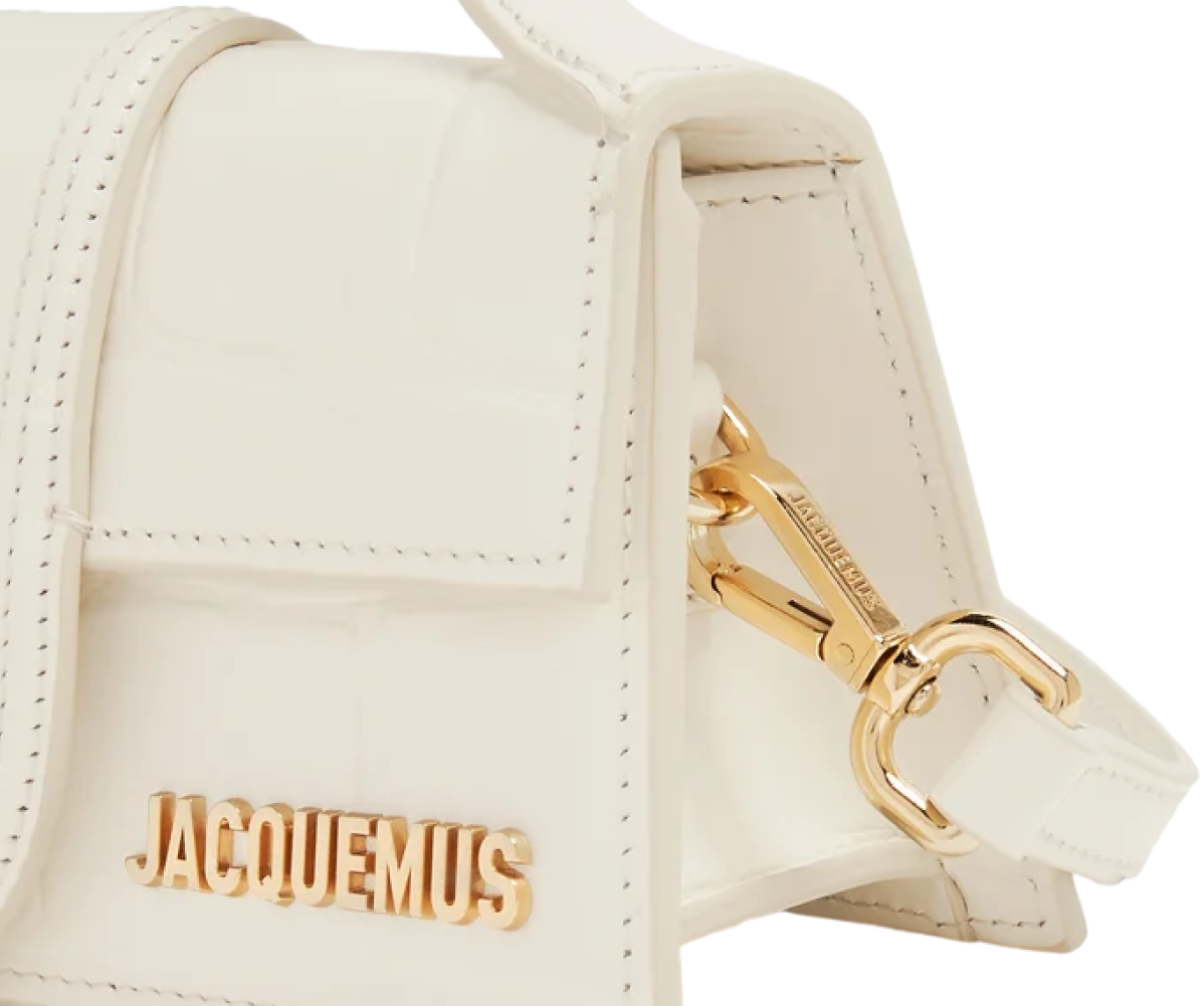 Jacquemus The Bambino Mini Flip Bag White Crocodile Leather