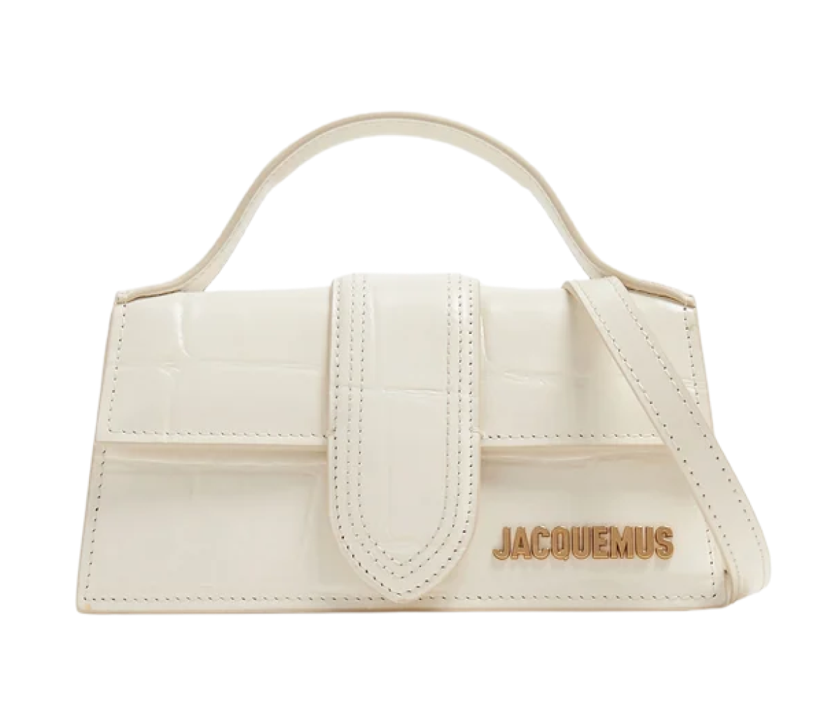 Jacquemus The Bambino Mini Flip Bag White Crocodile Leather