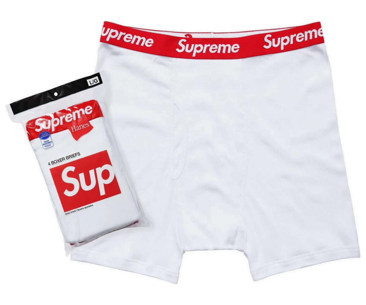 Supreme x Hanes Boxer Briefs (4 Pack) White
