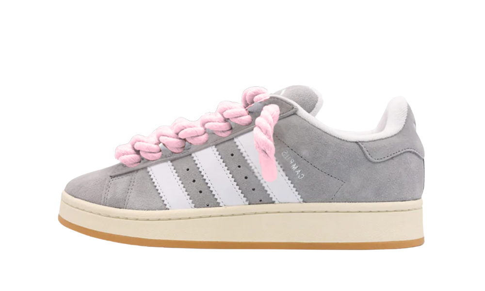 Adidas Campus 00s Gray White Chunky Rope Laces Pink