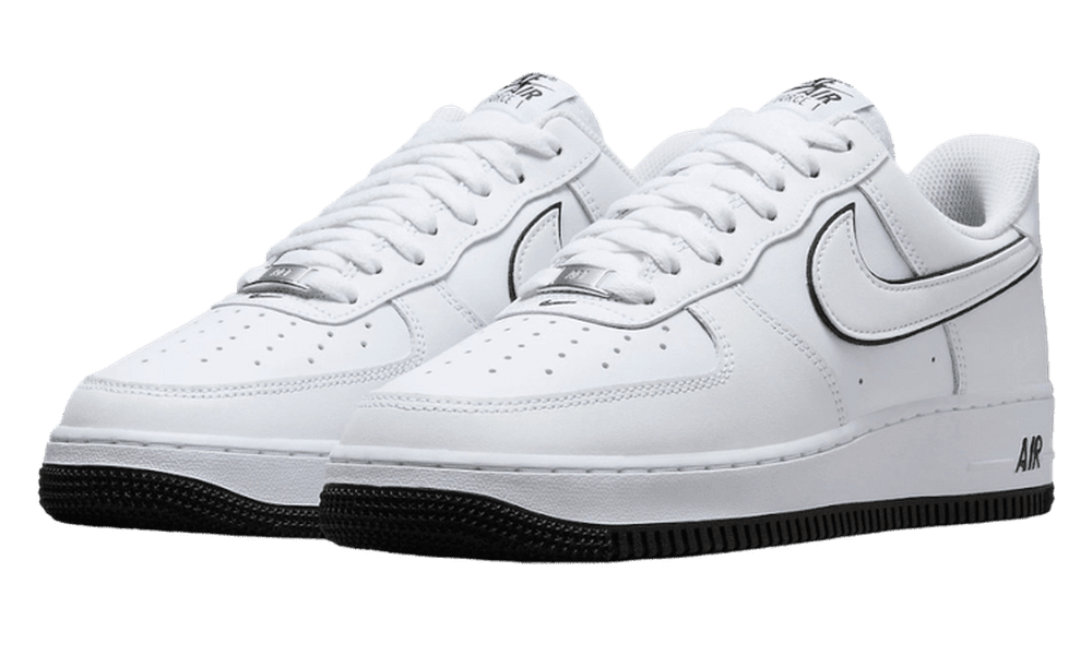 Nike Air Force 1 Low Alb/Negru Outline Swoosh