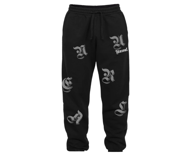 UNREAL LETTERS Pantaloni largi din bumbac organic Jet Black