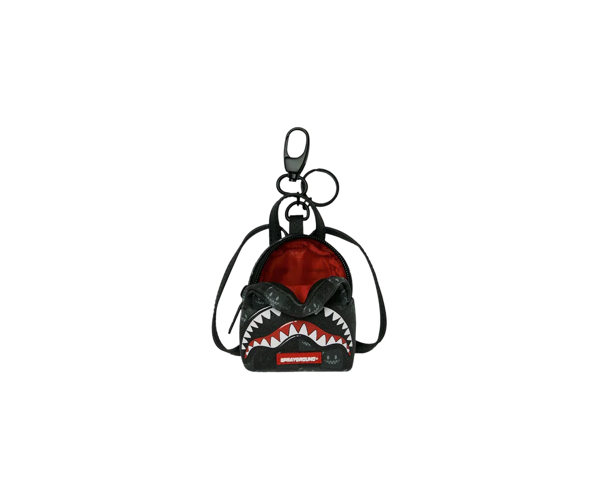 SPRAYGROUND SHARKS IN PARIS WTF BUBBLY BLACK CHECK KEYCHAIN