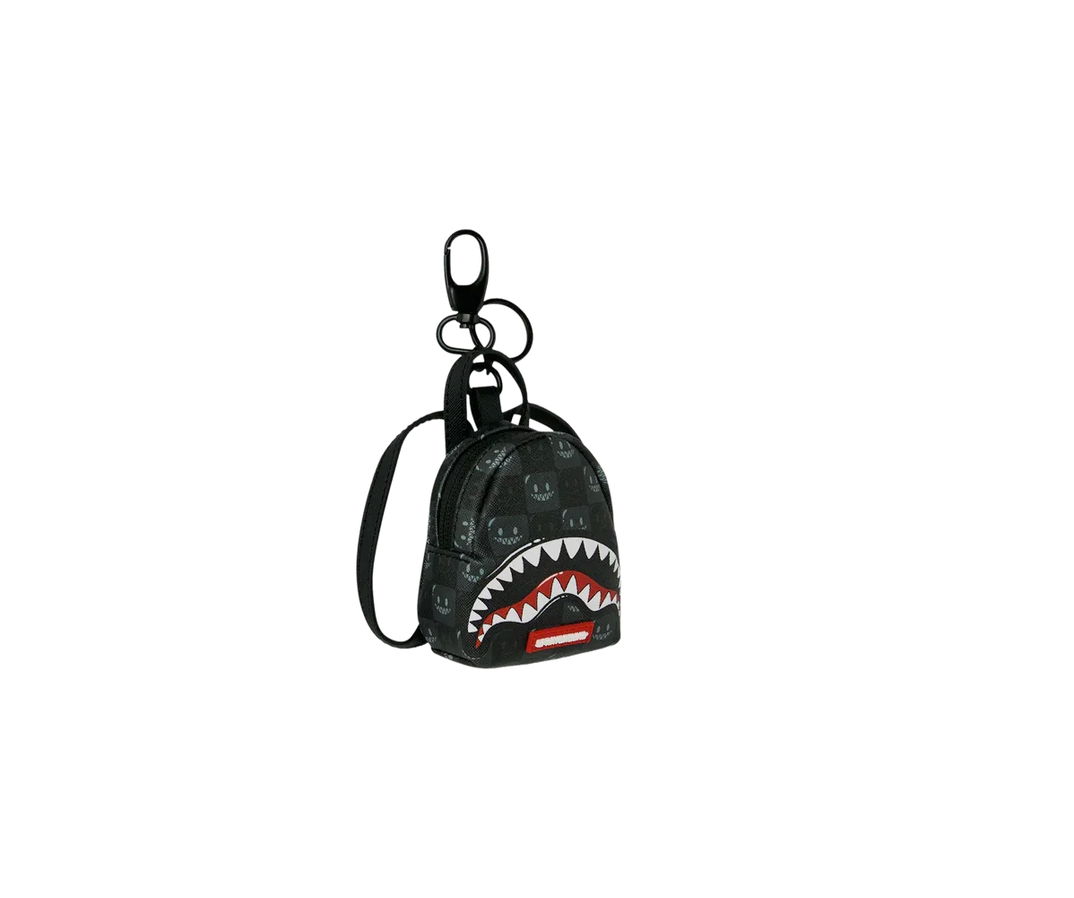 SPRAYGROUND SHARKS IN PARIS WTF BUBBLY BLACK CHECK KEYCHAIN