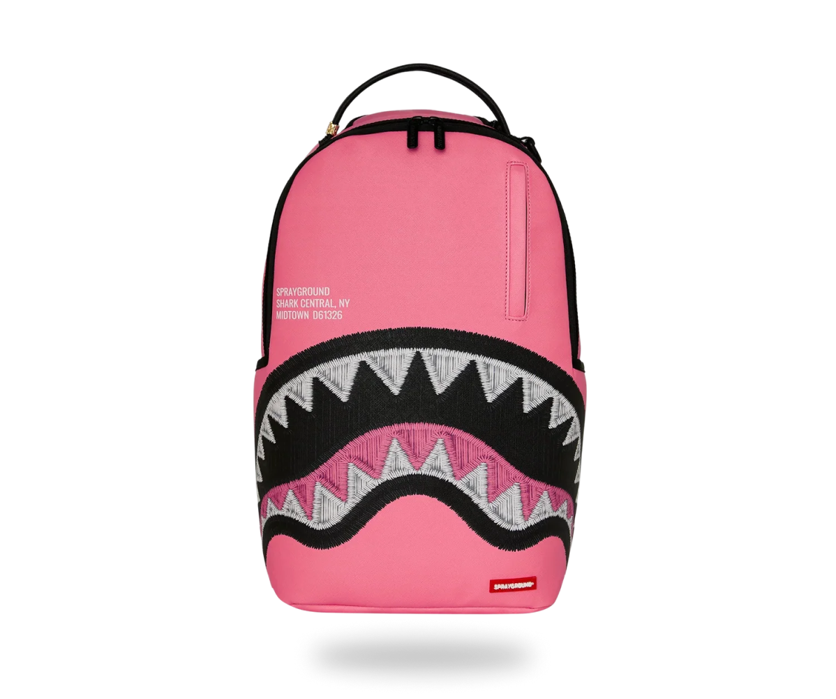 SPRAYGROUND SHARK CENTRAL PINK EMBROIDERED SHARK BACKPACK