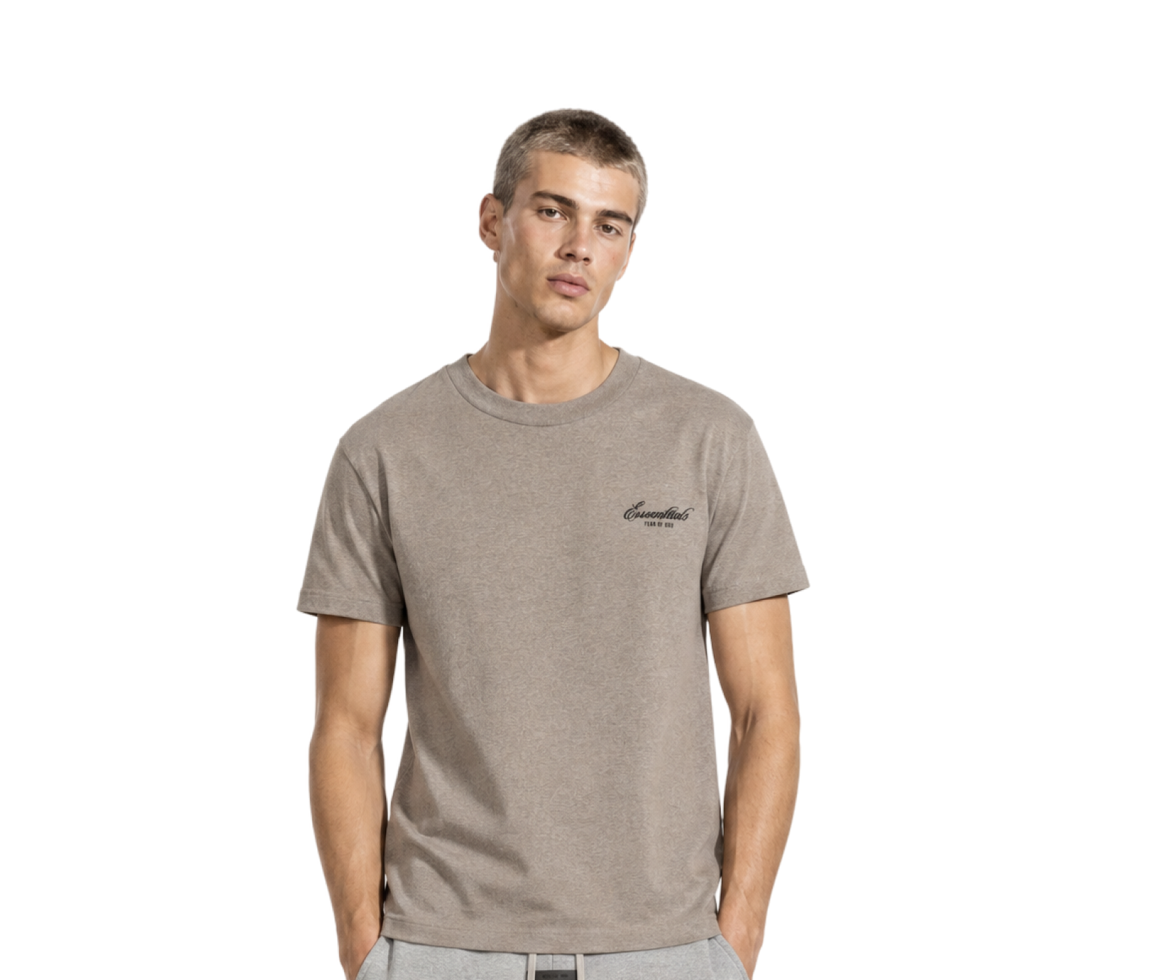 Tricou cu mânecă scurtă Fear of God Essentials, model Homestead Heather