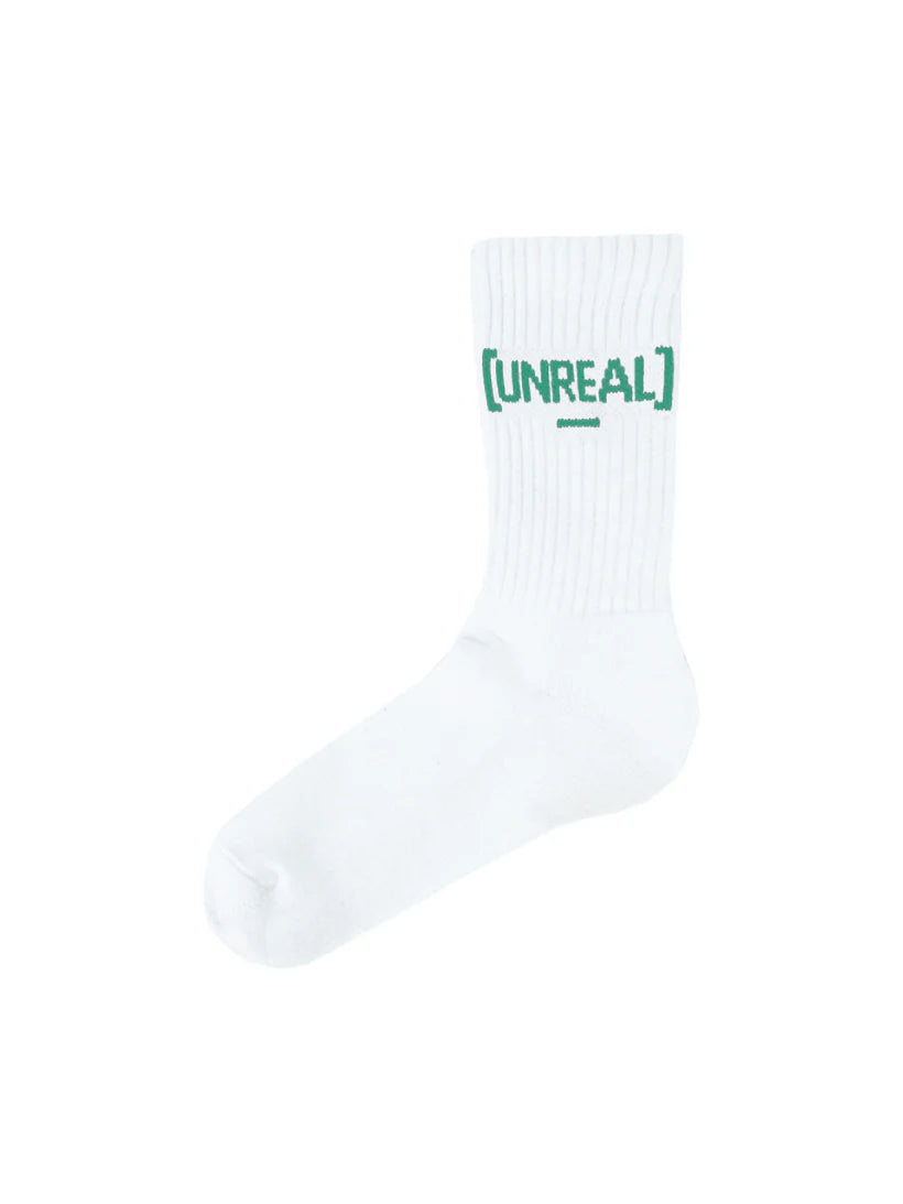 UNREAL - White/D.Green logo Socks