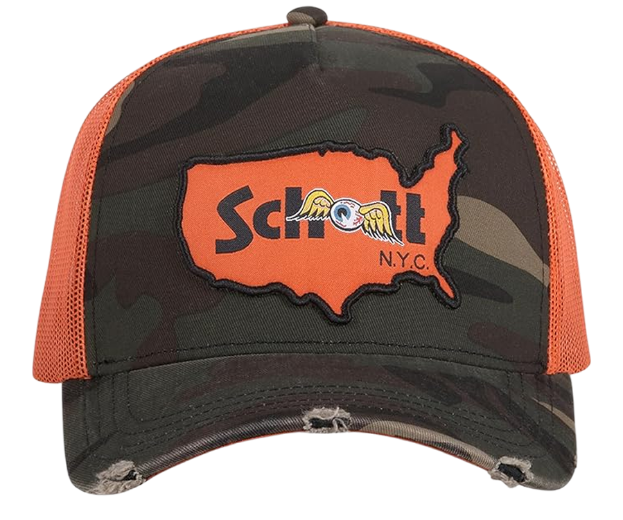 Von Dutch x Schott NYC Trucker Cap Orange Camo