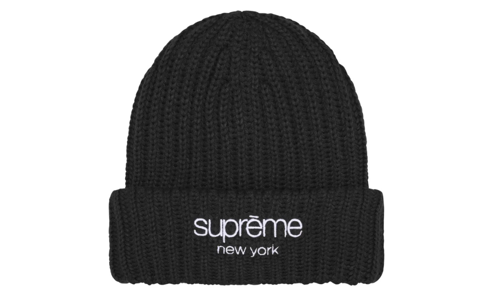 Supreme Chunky Rib Classic Logo Beanie Black sapka.