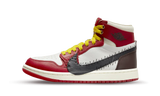 Air Jordan 1 Zoom CMFT 2 SP x Teyana Taylor 'A Rose From Harlem' sneaker with red, white, and brown panels.
